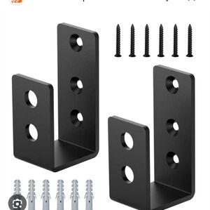 WINSOON Door Barricade Brackets Steel Security Bar Holder U Brackets Fit for 2 x